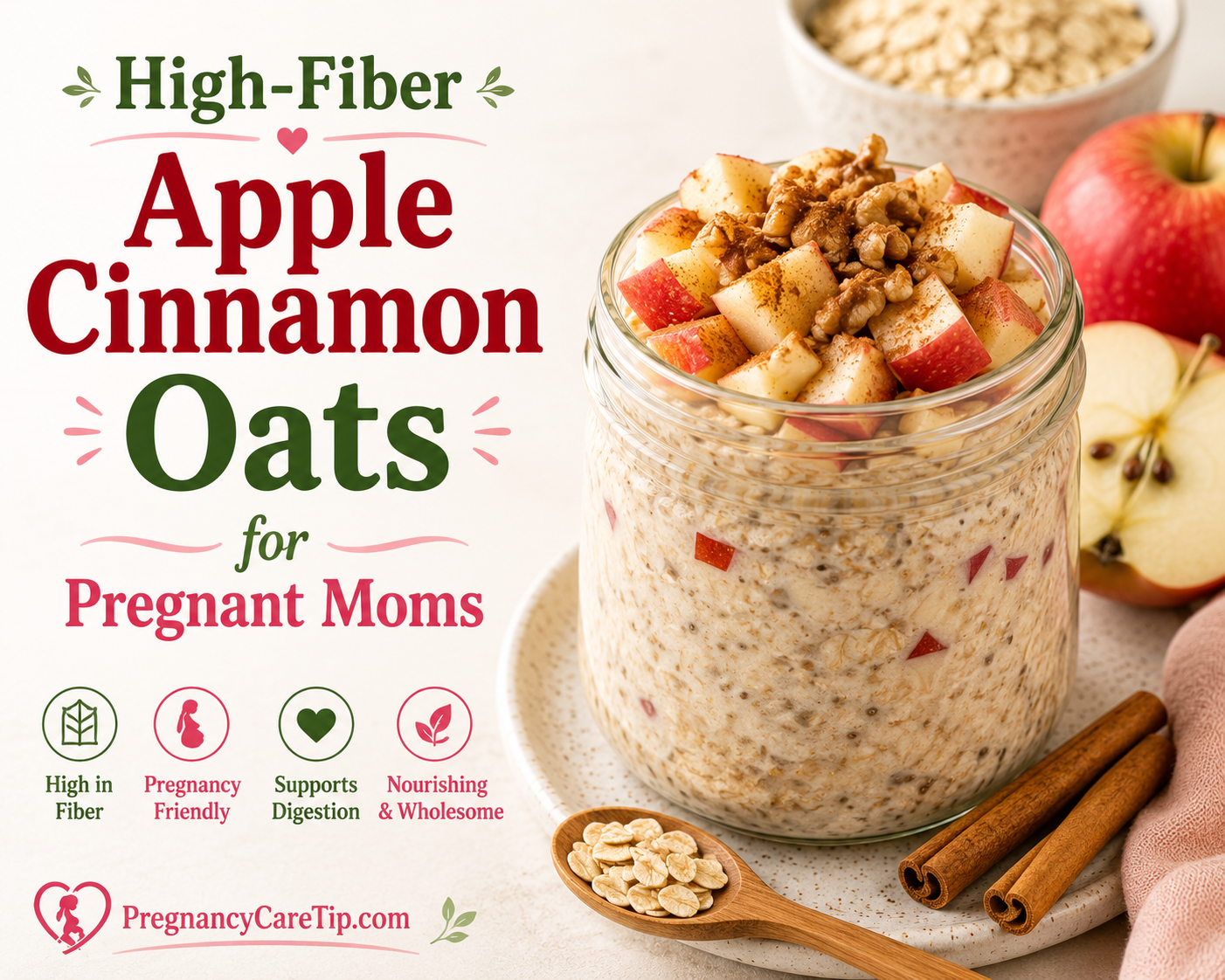 High-Fiber Apple Cinnamon Oats for Pregnant Moms