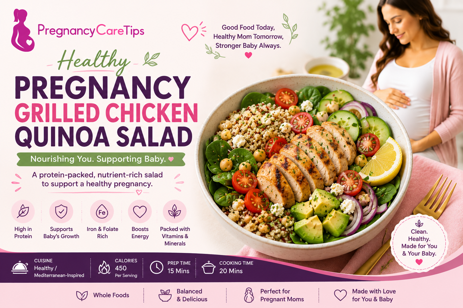 Healthy Pregnancy Grilled Chicken Quinoa Salad