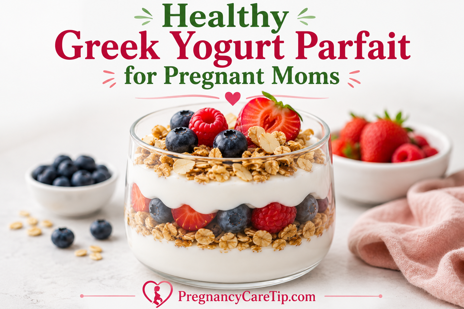 Healthy Greek yogurt parfait for moms