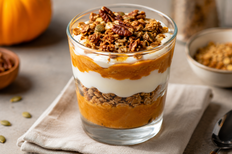 Crunchy pumpkin spice parfait recipe for pregnant woman